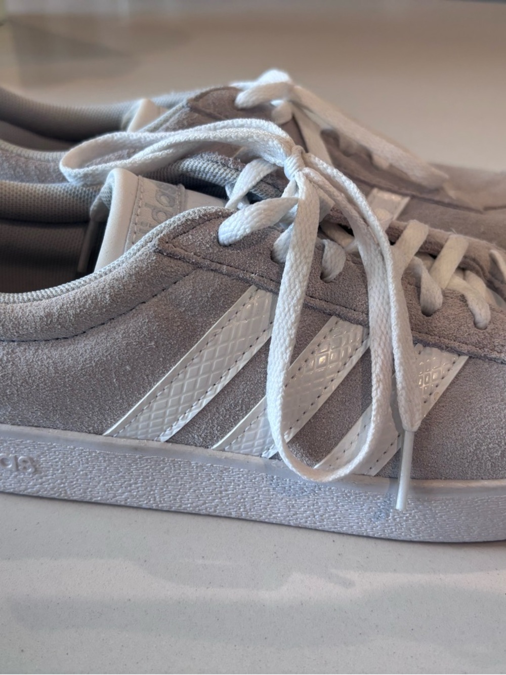 adidas White and Gray Low-Top Athletic Sneakers